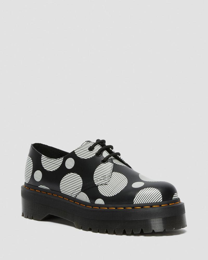 Men\'s Dr Martens 1461 Polka Dot Smooth Leather Platform Shoes Black | AU 621HAP